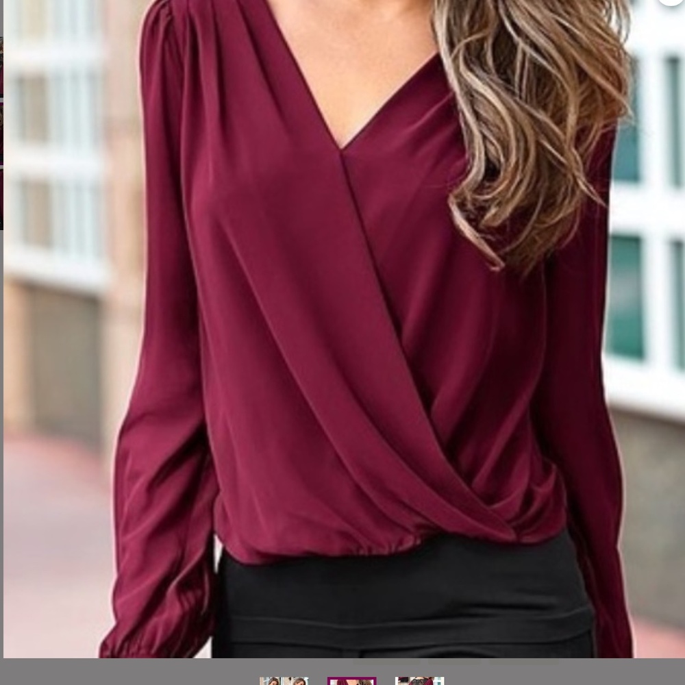 From Miami for Francesca’s Cross Front Lace Back Blouse in Burgundy sz small - Picture 2 of 8